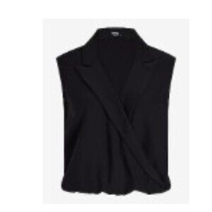 Express Collared V-Neck Sleeveless Faux Wrap Front Top NWT